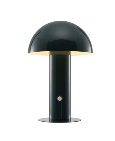 Jonathan Y Boletus 10.75" Contemporary Bohemian Rechargeable, Cordless Iron Integrated Led Mushroom Table Lamp In Forest Green
