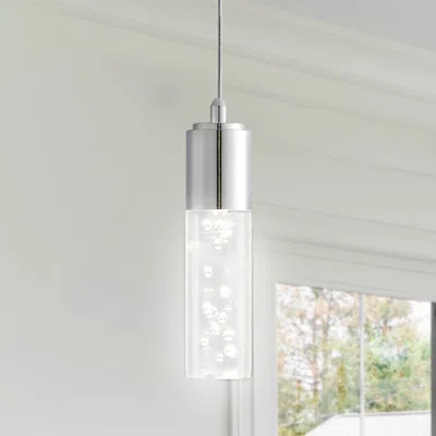 Jonathan Y Bolha 4.75" 1-light Bubble Acrylic/iron Modern Minimalist Integrated Led Pendant In Metallic