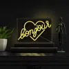 Jonathan Y Bonjour Heart 15" X 10.3" Contemporary Glam Acrylic Box Usb Operated Led Neon Light