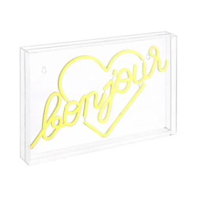 Jonathan Y Bonjour Heart Contemporary Glam Acrylic Neon Lighting In Yellow