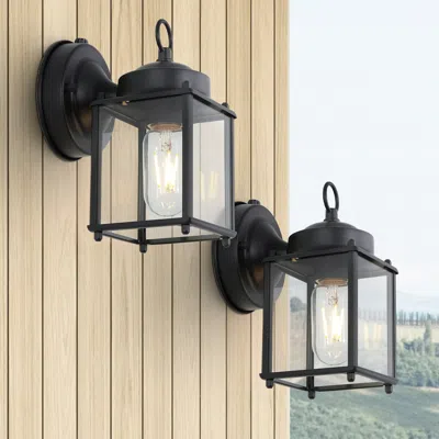 Jonathan Y Boston 4.25" 1-light Farmhouse Industrial Iron/glass Outdoor Led Sconce (set2) In Black