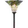 Jonathan Y Botanical Tiffany-style 71" Torchiere Led Floor Lamp, Bronze In Bronze