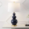 Jonathan Y Bowen Contemporary Transitional Ceramic Gourd Led Table Lamp In Navy