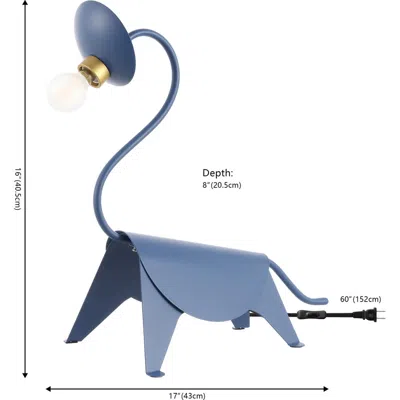 Jonathan Y Bradley Modern Industrial Iron Brachiosaurus Led Kids' Lamp In Blue