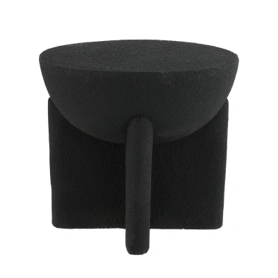 Jonathan Y Brady 16.25" Minimalist Modern Drum Accent Table, Black Frosted