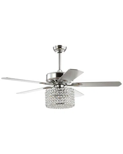 Jonathan Y Brandy 52in 3-light Crystal Prism Drum Led Ceiling Fan With Remote In Silver