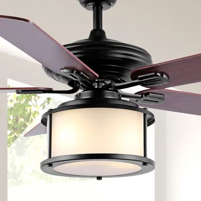 Jonathan Y Brantley 52" 2-light Bohemian Farmhouse Iron Led Ceiling Fan In Black