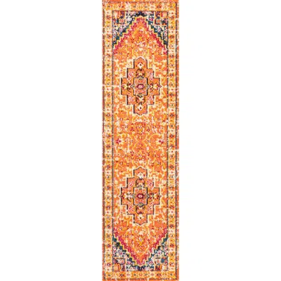 Jonathan Y Brooklyn Geometric Medallion Area Rug In Orange/blue