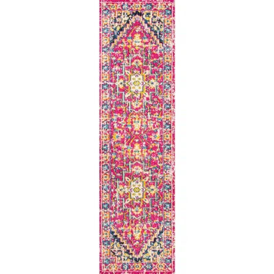 Jonathan Y Brooklyn Geometric Medallion Area Rug In Red/pink