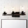 Jonathan Y Bungalow 22.75" 3-light Iron/seeded Glass Rustic Farmhouse Led Vanity Light