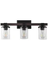 Jonathan Y Bungalow 22.75in 3-light Iron/seeded Glass Rustic Farmhouse Led Vanity Light In Metallic