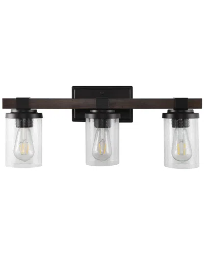 Jonathan Y Bungalow 22.75in 3-light Iron/seeded Glass Rustic Farmhouse Led Vanity Light In Metallic
