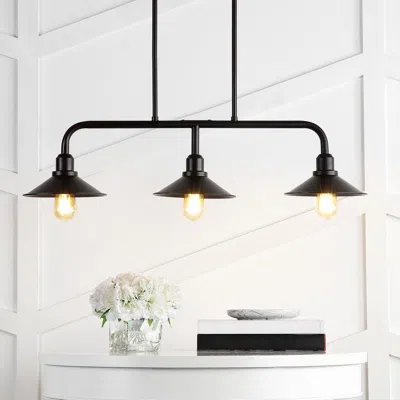 Jonathan Y Cade 34.25" 3-light Metal Farmhouse Industrial Led Pendant In Black