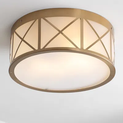 Jonathan Y Cadence 15" Drum Metal/glass Flush Mount In Gold