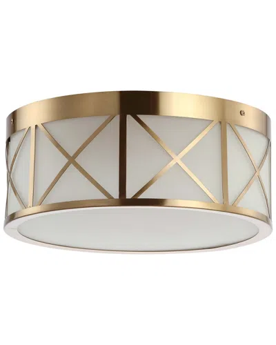 Jonathan Y Cadence 15in Drum Metal/glass Flush Mount In Gold