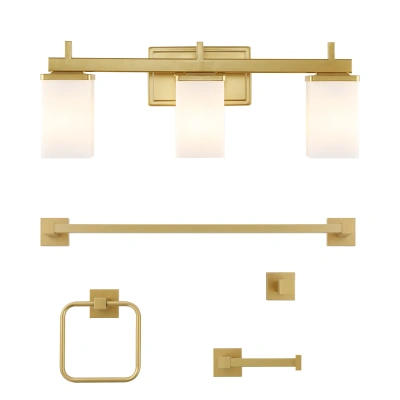 Jonathan Y Caia 22.38" 3-light Modern Contemporary Vanity Light With Frosted Glass Shades And Bathroom Hardware