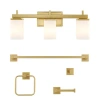Jonathan Y Caia 22.38" 3-light Modern Contemporary Vanity Light With Frosted Glass Shades And Bathroom Hardware In Gold Painting