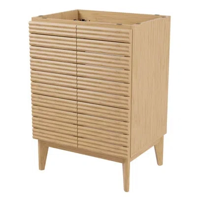 Jonathan Y Calandre 24" Slat Modern Farmhouse 2-shelf Bath Vanity Cabinet Only (sink Basin Not Included) In Oak