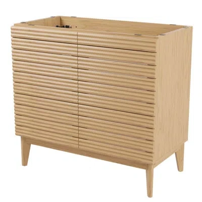 Jonathan Y Calandre 36" Slat Modern Farmhouse 2-shelf Bath Vanity Cabinet Only (sink Basin Not Included) In Oak