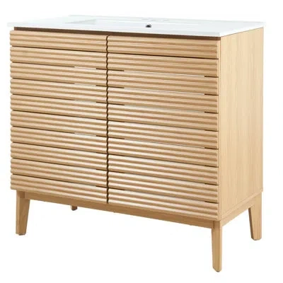 Jonathan Y Calandre 36" Single Bathroom Vanity Set In Brown