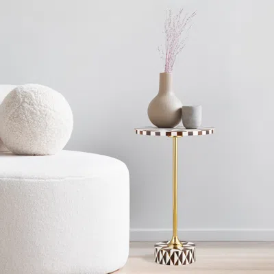 Jonathan Y Calix Contemporary Minimalist Metal/resin Round End Table In Multi