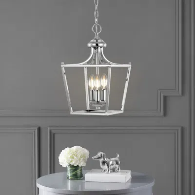 Jonathan Y Camden 10" 3-light Iron Classic Midcentury Pendant Lantern In Pink