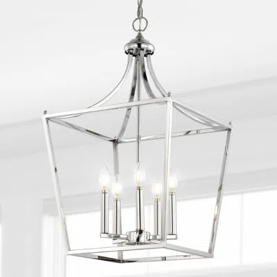 Jonathan Y Camden 16" 5-light Iron Classic Midcentury Pendant Lantern In Metallic