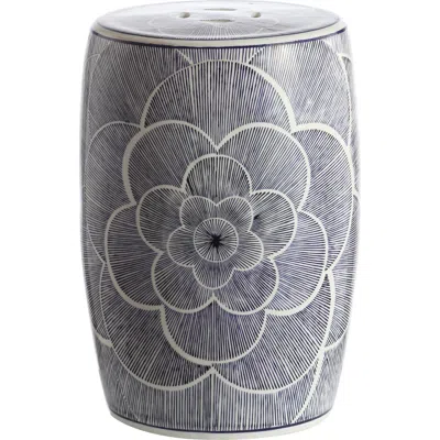 Jonathan Y Camellia 17" Ceramic Drum Garden Stool In Blue