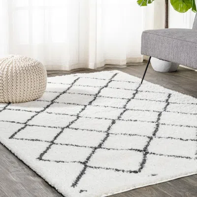 Jonathan Y Cami Moroccan Style Diamond Shag Area Rug In White