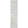 Jonathan Y Cami Moroccan Style Diamond Shag Area Rug In White/gray