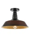 Jonathan Y Camila 14" 1-light Classic Industrial Indoor, Outdoor Iron Led Semi Flush Mount