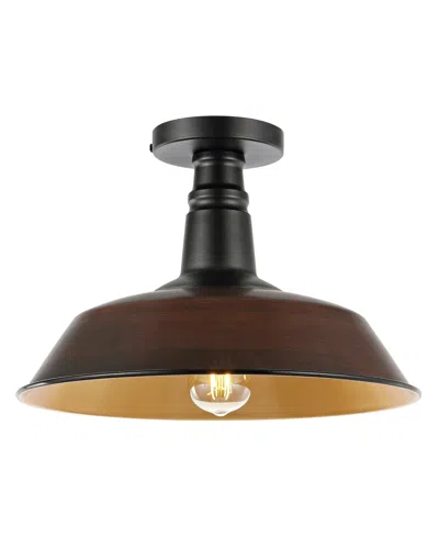 Jonathan Y Camila 14" 1-light Classic Industrial Indoor, Outdoor Iron Led Semi Flush Mount