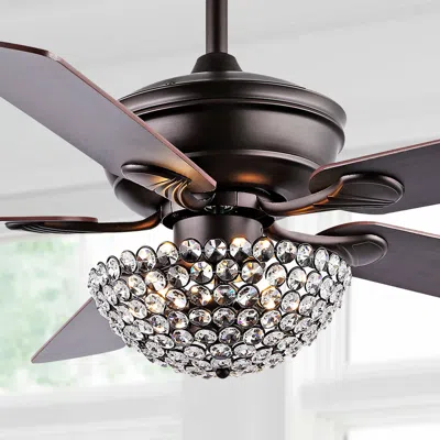 Jonathan Y Cammy 52" 3-light Traditional Transitional Iron Led Ceiling Fan In Black