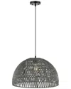 Jonathan Y Campana 20in Led Wicker Pendant In Gray
