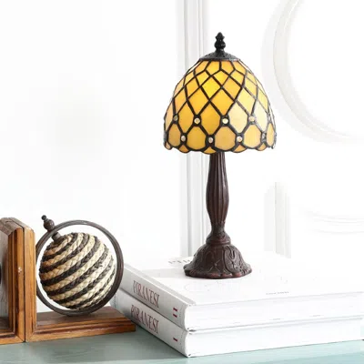 Jonathan Y Campbell Tiffany-style 12.5" Led Table Lamp In Brown