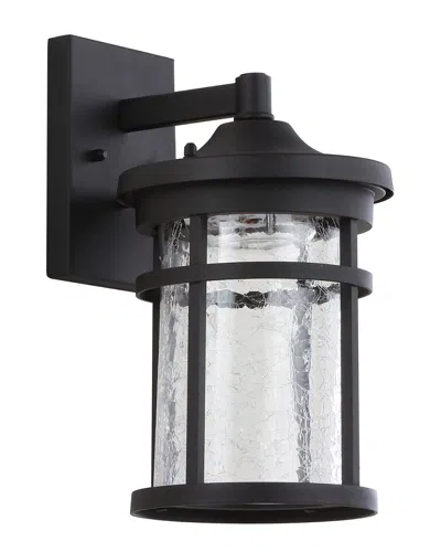 Jonathan Y Campo 11.5in Outdoor Wall Lantern Crackled Glass Metal Integrated Led Sconce In Black