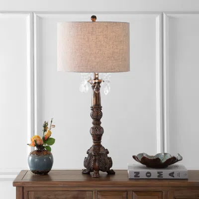 Jonathan Y Carlisle 33.5" Resin/acrylic Led Table Lamp In Brown
