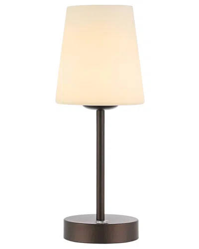 Jonathan Y Carson 12in Bohemian Farmhouse Iron Rechargeable Integrated Led Table Lamp In Bronze