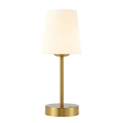 Jonathan Y Carson Bohemian Farmhouse Iron Rechargeable Integrated Portable Led Table Lamp In Brass Gold