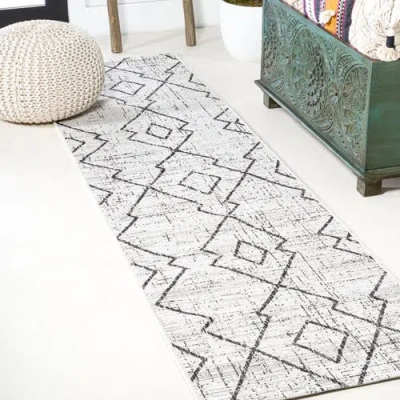 Jonathan Y Carwa  Diamond Trellis Indoor/outdoor Area Rug In Ivory/black