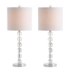 Jonathan Y Cary 27.5" Modern Stacked Crystal/metal Led Table Lamp, Chrome/clear In Chrome/clear