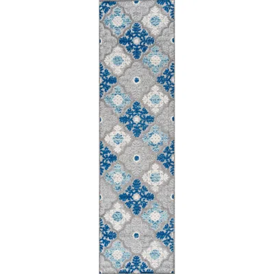 Jonathan Y Cassis Ornate Ogee Trellis Indoor/outdoor Area Rug In Light Gray/blue