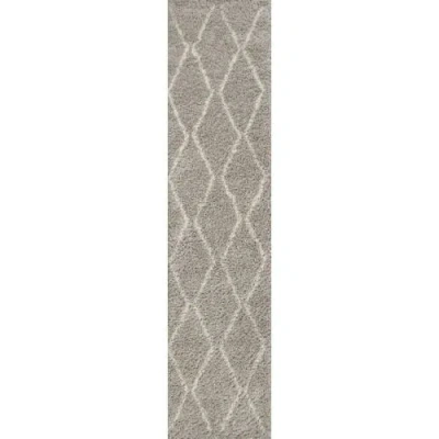 Jonathan Y Catala Moroccan Diamond Shag Area Rug In Gray/ivory