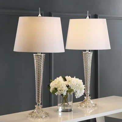 Jonathan Y Caterina 32" Glass Led Table Lamp (set Of 2) In Gold