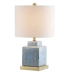 Jonathan Y Catherine Modern Transitional Ceramic/metal Square Ginger Jar Led Table Lamp In Blue/white