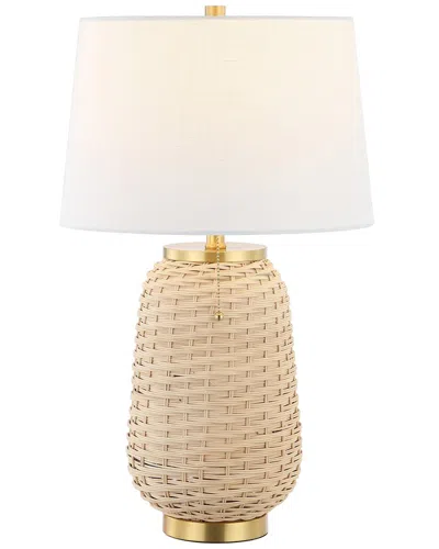 Jonathan Y Chakrii 25" Rustic Bohemian Iron, Rattan Led Table Lamp With Pull-chain In Light Brown