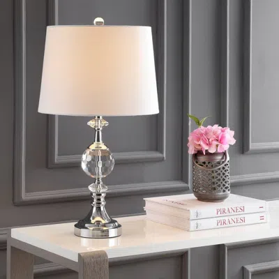 Jonathan Y Channing 25.5" Led Crystal/metal Table Lamp In Neutral