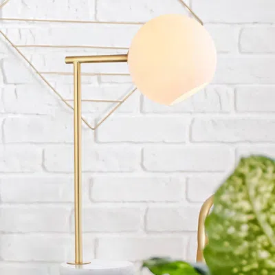 Jonathan Y Charles 20.5" Metal/marble Led Table Lamp In Gold