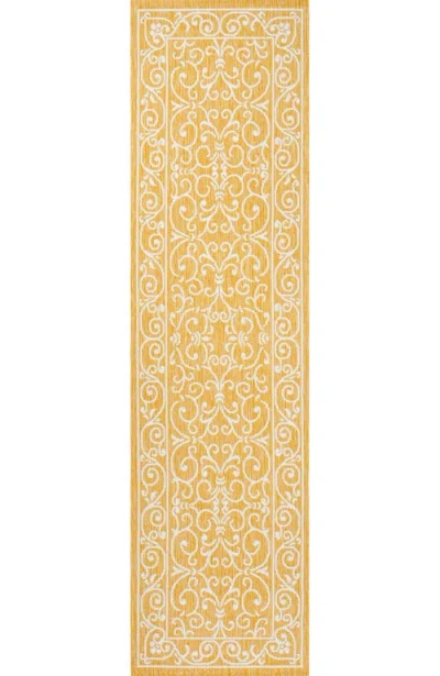 Jonathan Y Charleston Vintage Filigree Textured Weave Indoor/outdoor Area Rug In Yellow