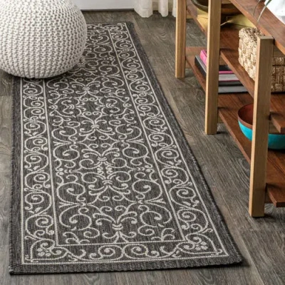 Jonathan Y Charleston Vintage Filigree Textured Weave Indoor/outdoor Area Rug In Grey